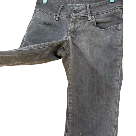 Banana Republic Gray Jeans Women’s Size 2 Classic Straight Leg Distressed Hem - Picture 4 of 9